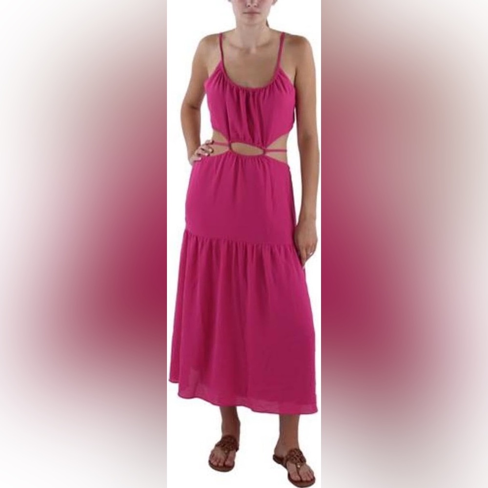 BCBGeneration Fuchsia Smocked cut out maxi Dress